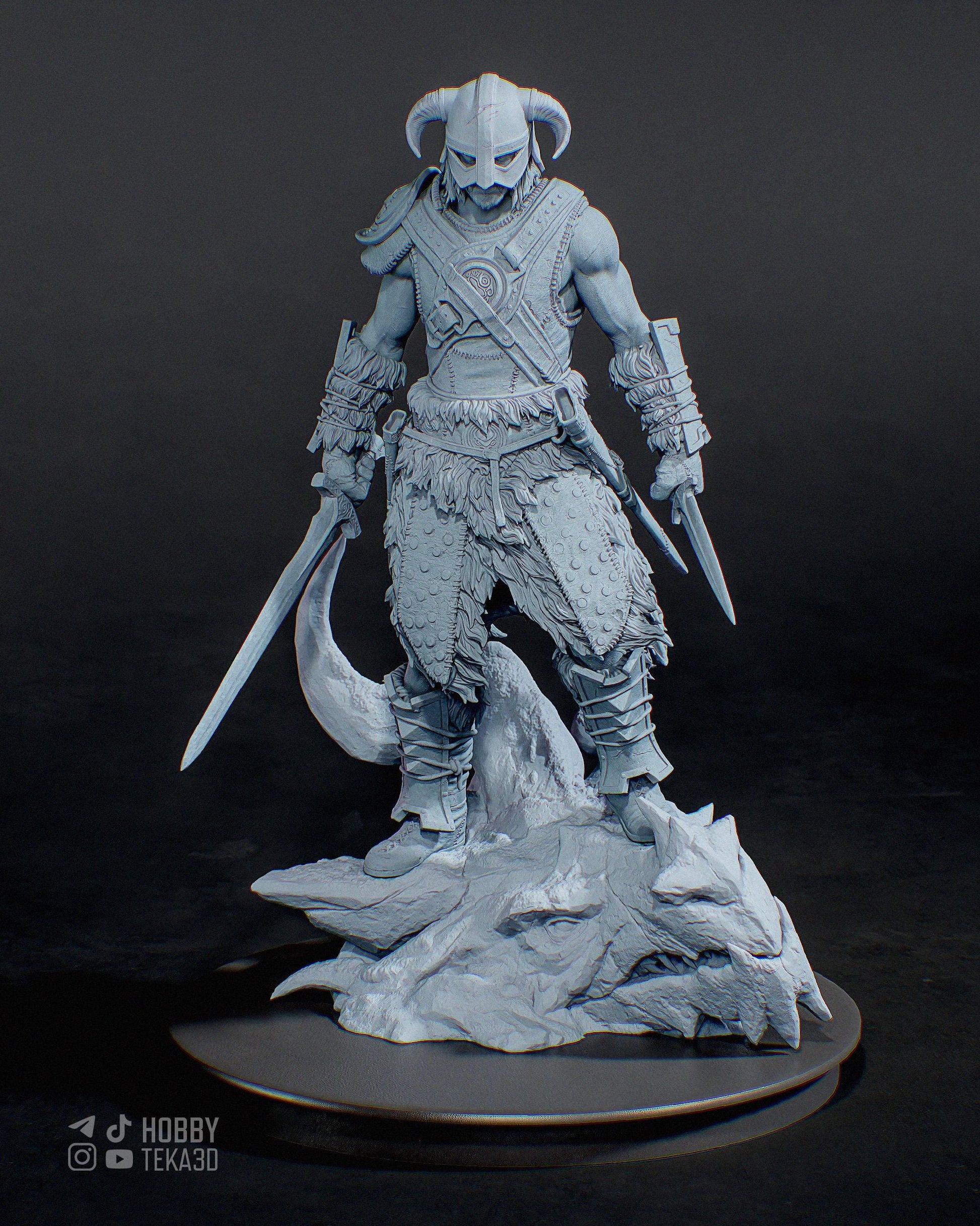 3D Model – Unpainted Resin Figure, Action Figure, inspired by Skyrim – Dragonslayer