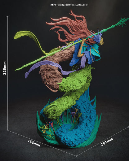 Hand Painted Dark Fantasy Resin Statue – 1/8 and 1/6 Scale – Staff Wielding Sorcerer on Monster Display Base